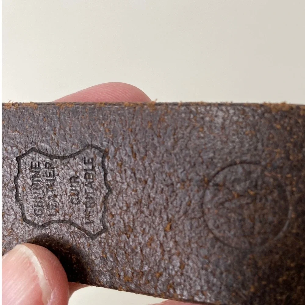 Blackjack Mens Brown Leather Belt‎ Embossed Geometric Pattern Made in Canada 36